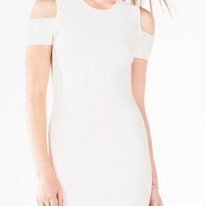 BCBGMAXAZRIA Bow Shoulder Ivory Dress M Wedding Guest
